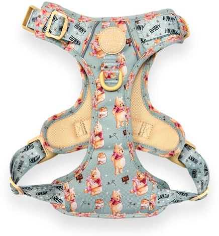 Pawsome Paws Boutique Winnie Puuh Hundegeschirr, klein, robust, verstellbar, Disney-Design, kein Ziehen, mit reflektierendem Rand und Stabiler Schnalle