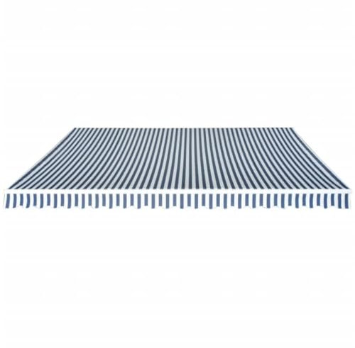 Auvent à bras articulé, 500 cm, bleu/blanc, cadre en aluminium avec renfort en métal et tissu enduit de polyuréthane, parfait pour la terrasse et le jardin