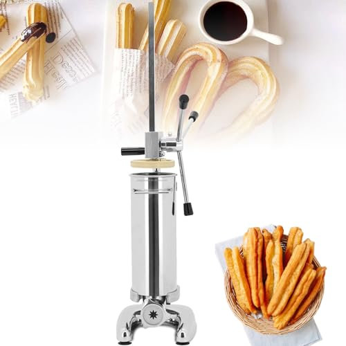 Churreras para Churros y Porras de Acero Inoxidable, máquina para hacer churros de rosquilla española manual comercial de 2L/3L con 5 tipos de moldes, para restaurantes,2L