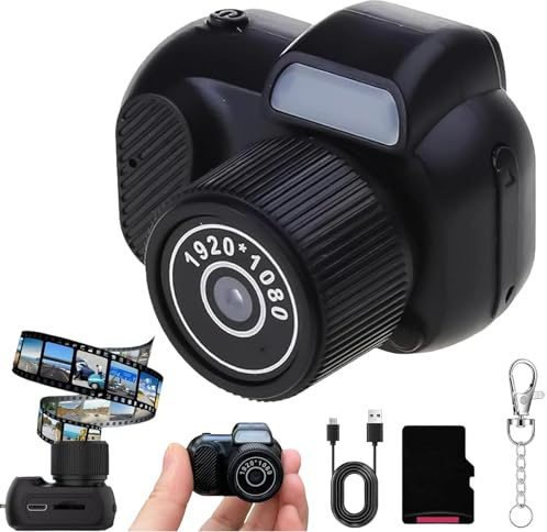 Zoomu Mini Camera Keychain With 1080p Hd Screen, Keychain Camera with 8 Filters, LED Flash Light and HD Screen, Rechargeable Keychain Camera, 0.96in Screen Tiny Digital Camera (+64GB)