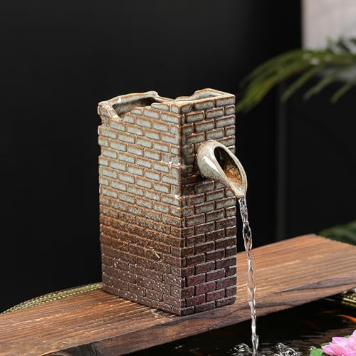 Sputacchiera per laghetto da giardino, Fontana Con Uscita Di Circolazione, Piccola Fontana Per Laghetto, Acquario Laghetto Decorazione, Accessori Per Laghetto(Brown,17 * 12.5 * 21.5cm)