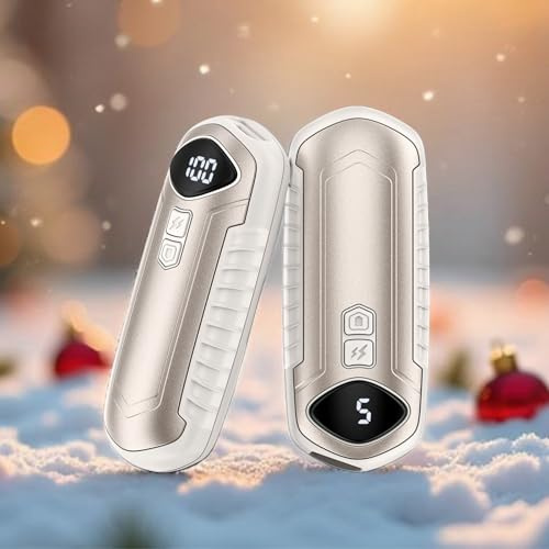 Chauffe-mains rechargeables 2 Pack, chauffage électrique portable 6000mAh, format de poche, ultra léger et fin, 5 niveaux de chauffage jusqu'à 55°C, parfait pour le camping (kaki)