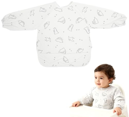 VOSSOT Bavaglino con Maniche Lunghe, Grembiule Svezzamento 6 Mesi, Bavaglio Pappa Svezzamento Impermeabili, Bambini Facile da Pulire, Bavaglini con Maniche e Grembiule Svezzamento Pappa per 6–36 Mesi