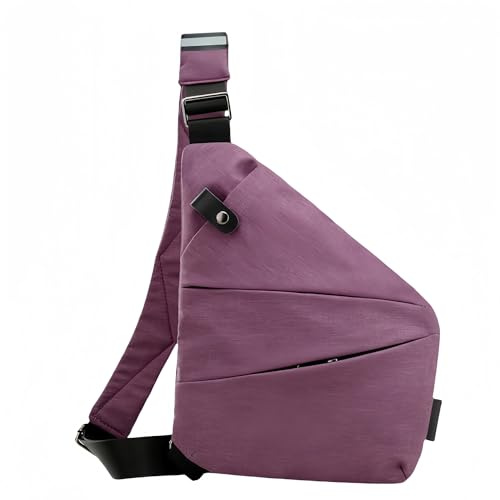 Stöldsäker axelväska – unisex crossbody personlig väska för män och kvinnor, perfekt för resor och daglig användning, Lila, Left