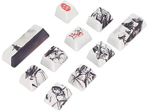 Qcwwy Tapas de Teclas de Teclado Mecánico de Bricolaje, Proceso de Sublimación de 10 Botones de Reemplazo de Tapa de Tecla de Reemplazo, Material de Arte de Trabajo Fino