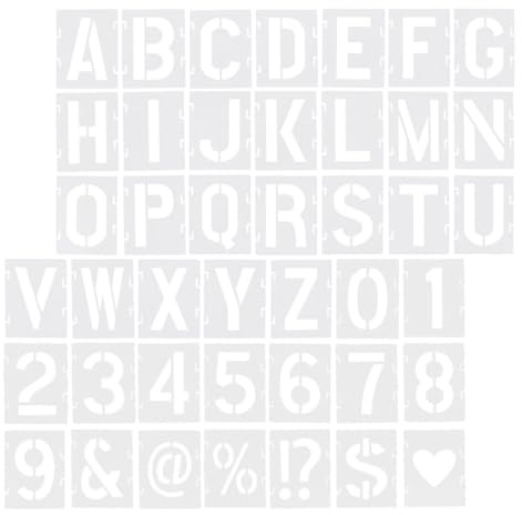 OSOLADY 42 pièces Kit de Pochoirs Lettres et Chiffres Réutilisables Pet pour Peinture DIY Modèles Interconnectables pour Projets Artistiques sur Bois Tissu Mur et Plus