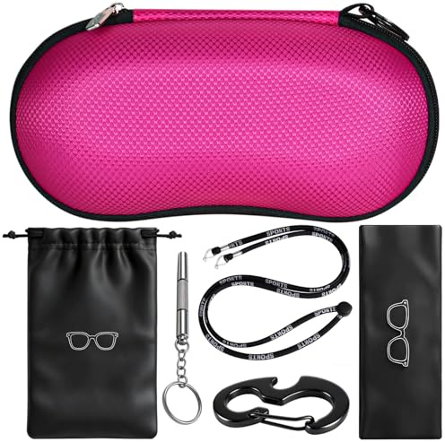 RayLove Solglasögonfodral, EVA-material, reptåligt hårt skal, med karbinhake, unisex glasögonfodral, lämplig för utomhussporter och cykelglasögon, ROSA, one size