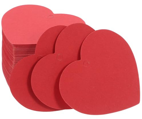 ROMISBABA 100 Stück Rote Herzförmige Geschenkanhänger aus Robustem Papier Selbstgemacht Valentinstag Herz Ausschnitte für Hochzeits und Partydekorationen
