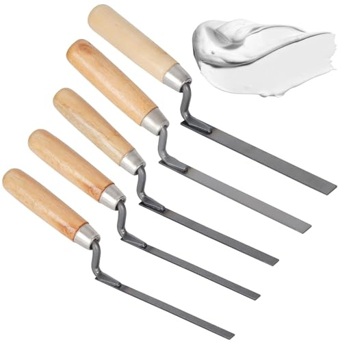 5 Pcs 6/8/10/12/15 mm Pointing Trowel Set, Multiple Sizes Professional Brick Tiling Tools for DIY Construction Renovation, Finger Pointing Trowels for Masonry Work and Grouting