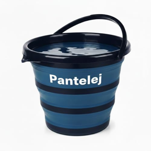 Pantelej Faltbarer Silikoneimer Eimer 10L – mit Tragegriff und Verstärkungsringen – Platzsparender Putzeimer für Haushalt, Camping und Outdoor Schwarz-Blau