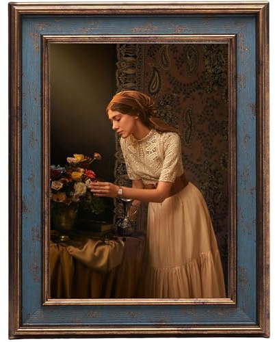 FFPMYF Bilderrahmen Antik, Vintage Fotorahmen, Klassischer Rahmen zum Aufstellen oder Aufhängen – für Fotos & Kunstbilder (38x29cm)