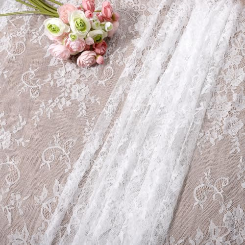 Weiße Spitze Tischdecke, Vintage Bestickte Spitzeauflage, 75*300cm in Spitzenauflage, Boho Hochzeit Tisch Dekor für Hochzeit Party Dekoration Geburtstagsparty Kuchendekoration Outdoor Party Kommunion