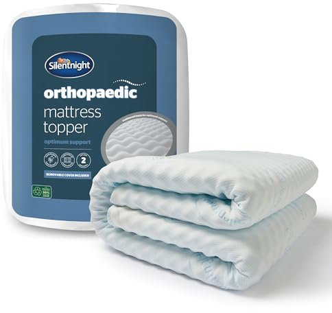 Silentnight Orthopaedic Double Mattress Topper - Contoured Memory Foam Supportive Topper to Relieve Neck Back Body Pain When Sleeping, Reduce Stress - Includes Machine Washable Cover, White