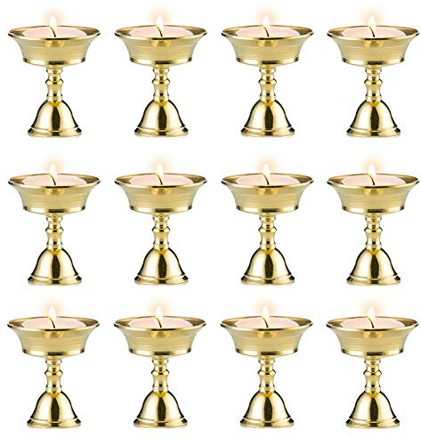 Sziqiqi Rotguß Butterlampenhalter, Multifunktionskerzenhalter, Gebetkerzenhalter, Utensilien zum Anbieten, 12 Stück Gold