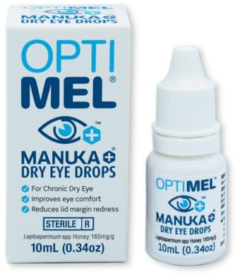 Optimel Manuka Honig Augentropfen 10 ml - Behandlung und Linderung trockener Augen - Blepharitis, Hornhaut