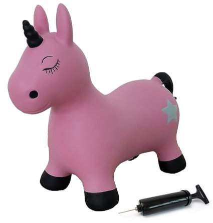 JAMARA 460453 Hüpftier Einhorn HoppyDoo - Spielzeug für Kinder, Hüpfspielzeug Baby Indoor/Outdoor, Geschenk für Kids, Gartenspielzeug, Bouncing, Pflegeleicht, BPA frei, mit Pumpe