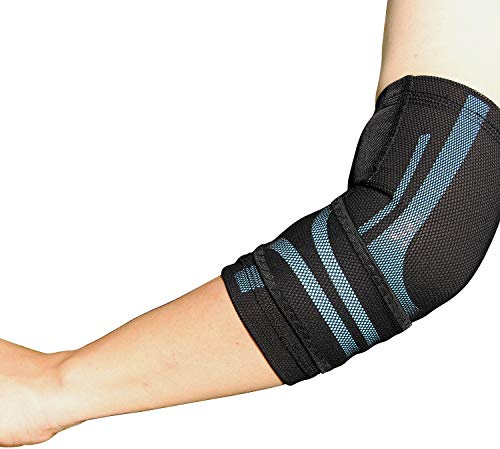 BODYVINE Unisex - Adulto Triple Regolabili Gomito Compressione Bendaggio con Power Band Compression Taping, Unisex - Adulto, CT-N82508-04-00-01, Blu, S