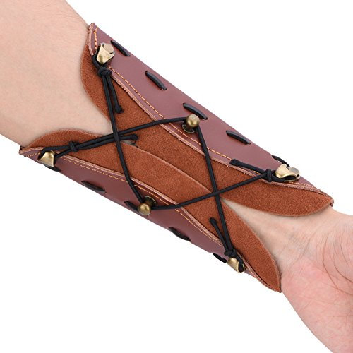 Wakects Armschützer, Handgelenkschutz für die Jagd Armschutz aus Rindsleder mit Einstellbarer Größe, für Kinder Bogenschießen Arm Guard Wrap Protector,21 x 18,5 cm