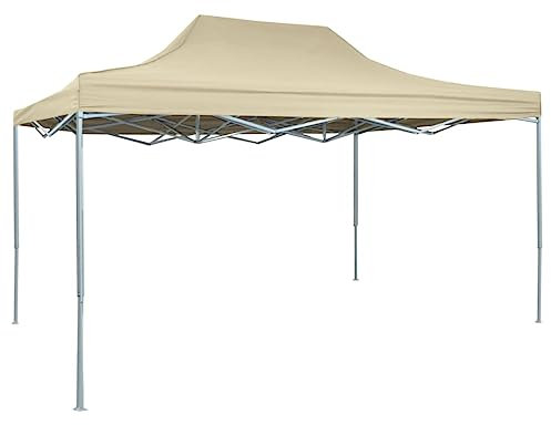 vidaXL Gazebo Professionale Pieghevole Impermeabile Anti UV Tendone Tenda per Feste da Giardino 3x4 m Crema in Tessuto Oxford PVC e Acciaio