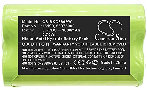 TECHTEK Battery 1600mAh compatible with [Black & Decker] KC360H replaces 15190, 85075000