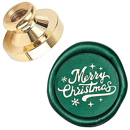 CRASPIRE Sigillstämpel, god jul, vaxförsegling, stämpelhuvud, endast 25 mm avtagbart tätningshuvud för julinbjudningar, kuvertkort, presentdekoration