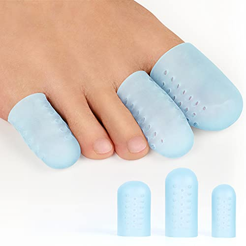 Povihome 14 Pack Upgrade Gel Toe Protector Silicone Toe Caps Toe Sleeve Protectors, Prevent Pain for Corns, Blisters and Ingrown Toenails (2 Pack Large Size + 6 Pack Medium Size + 6 Pack Small Size)