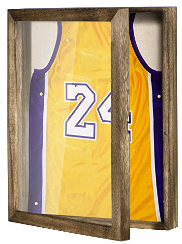 Love-KANKEI 11x14 Shadow Box with Polished Glass Cover Memory Box 28 x 36 x 7.3 cm for Memorabilia, Photos, Medals, Dried Flower and More, Carbonized Black