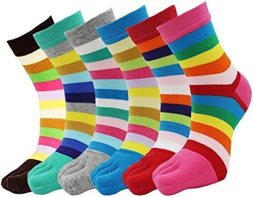 PIDUDU - Calzini da donna con dita dei piedi separate, calzini da donna a cinque dita, in cotone, da ginnastica, per sport e tempo libero, traspiranti e colorati, 6 paia, b, Taglia Unica