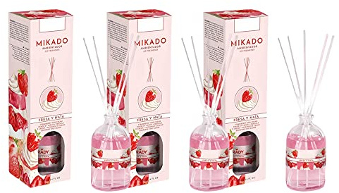 PACK3 MIKADO AMBIENTADOR 100ml FRESAS Y NATA(PLUS HOME)