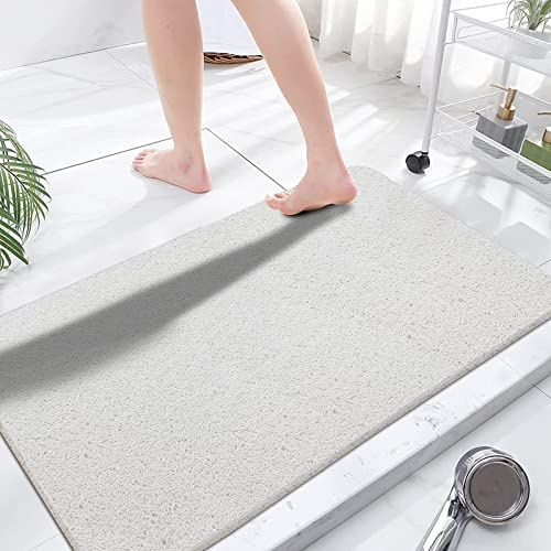 godehone Duschmatten, rutschfest, ohne Saugnäpfe, PVC-Luffa-Badezimmermatten, Luffa-Matten für Dusche und Badezimmer, schnell trocknend, 60 x 120 cm, Weiß