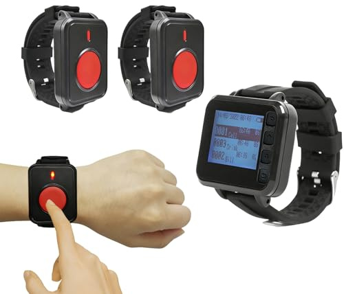 CYSSJF Wireless Caregiver Call Button Watch for Elderly at Home | Waterproof Wrist Wear Alert Button for Seniors | Long Range Emergency Wrist Alarm with Loud Sound for Family Nurse