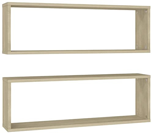 Bussandri Exclusive - Würfelregale 2 Stk. Sonoma-Eiche 80x15x26,5 cm Holzwerkstoff