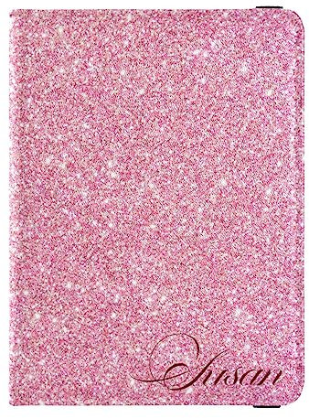 Personalisierte, glänzende Reisepasshülle, Brieftasche, Kombi, individueller Name, PU-Leder, Reisepass-Impfkartenschutz für Damen und Herren, Reisegeschenk, Rosa Glitzer-Textur, Einheitsgröße, Modern