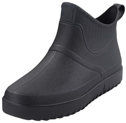 TDEOK Men's Rain Boots - Waterproof Wellington Boots, Half Height, Black, 10 UK