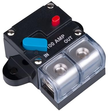 100 AMP Sicherungsautomat 100A Selbstwiederherstellung Inline Sicherungshalter Rücksetzbar DC 12V-48V Volt Spannung Leistungsschalter Audio Wasserdicht Manueller Reset für Auto KFZ Marine RV Boot LKW