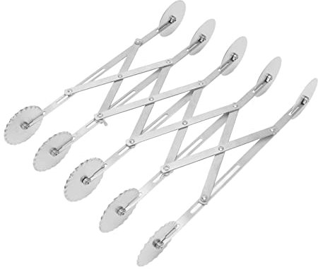 Tagliapizza in Acciaio Inossidabile, Rullo Tagliapasta a 5 Ruote Accessorio da per Dolci, Tagliapizza Espandibile per Taglio Preciso e Facile Pulizia, Durevole e Antiruggine