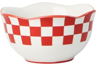 CAPIJIONG Koreanische farbige Schachbrett-Serie Keramikschalen, Tassen, Mikrowellenherde, Salate, Desserts, Schüsseln, Geschirr, Etc-Rote Keramikschale