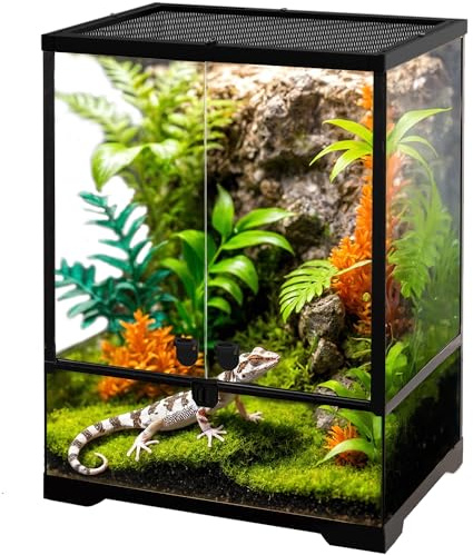 NEPTONION 32 Gallonen professionelles Glasterrarium 45cm x 45cm x 60cm, langlebiger Reptilien-Lebensraumtank, mit hitzebeständigem Rahmen aus Aluminiumlegierung