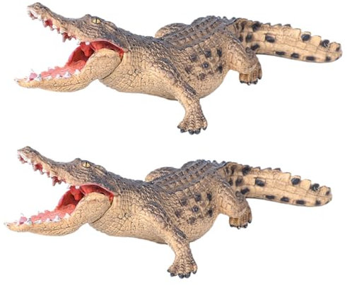Toyvian 2stücke Realistisches Krokodilmodell Kunststoff-tierspielzeug Beweglicher Krokodilmund Kleine Dekoration Für Garten Und Schreibtisch Pädagogisches Erkennungsornament