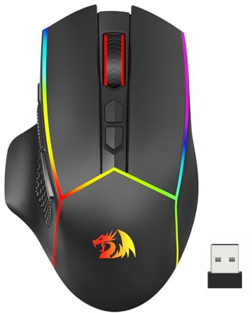 Redragon M814 Wireless Gaming Mouse, Tri-Mode 2.4G/USB-C/Bluetooth Ergonomic Mouse Gaming, 8000 DPI, RGB Backlit, Fully Programmable, Rechargeable Wireless Computer Mouse for Laptop PC Mac