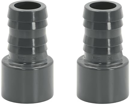 HAF 2X PVC Druckschlauchtülle mit 38mm x 50mm | Schlauchtülle x Klebestutzen | Schlauchverbinder aus grauem PVC-U | PN16 für Poolfitting, Pool, Schwimmbad, Poolverrohrung, Druckleitung