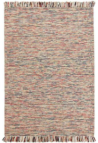 Knutzen Wohnen Dolcy Wollteppich flach gewebt 60 x 110 cm Bunt - Teppich Wolle Natur - Naturteppich mit Fransen - Farbenfrohes Design mit angenehmem Laufgefühl für Ihr Eigenheim
