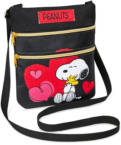 Jordnötter snobben handväskor för kvinnor crossbody messenger axelväska tonåringar flickor justerbar rem resegåvor till henne, Svart, 24x20x0.5cm
