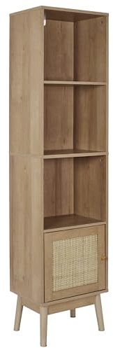 HOME DECO FACTORY Deckenleuchte Industrie-Design Drahtkäfig Schwarz | Badezimmerschrank aus Spanplatte, 1-türig, Modell Bali, Kollektion Natural Crush, 40 x 160 x 30 cm, braun