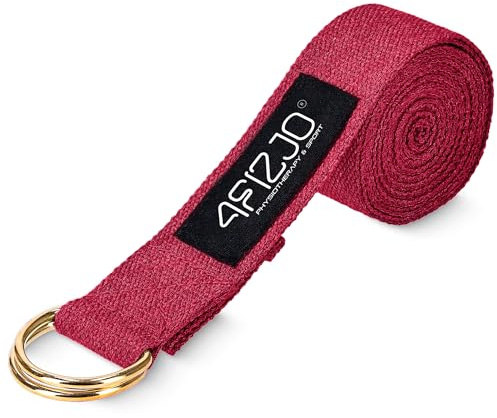 4FIZJO Yogagurt, Yoga-Band zum Dehnen, 100% Baumwolle, Lang mit Verschluss aus Metall, Yoga-Strap für Einsteiger und Fortgeschrittene, Abmessungen 300x4x0,2 cm, Stabilisiert die Haltung