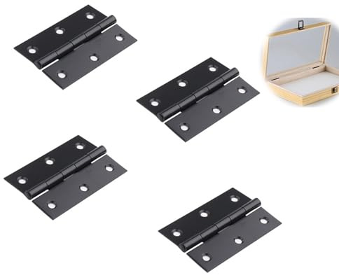 Vokowin 2 Pairs 3 Inch (75mm) Matt Black Ball Bearing Hinges, Steel Door Hinge for Wooden Doors for Residential and Commercial Buildings (K465-4)