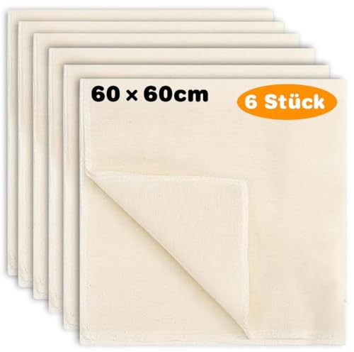 TAIHOBO Seihtuch, 60 x 60 cm, Mulltücher zum Kochen, wiederverwendbares Käsetuch, waschbare Käsetücher zum Abseihen, ungebleichtes Polyester-Baumwoll-Joghurtsieb zum Abseihen von Flüssigkeiten und