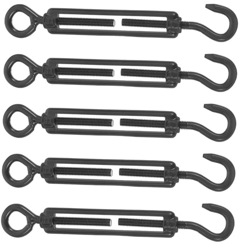 Mobestech Tendeurs de Câble Réglables et Faciles à Utiliser M5 Lot de 5 en Acier Inoxydable Noirs Adaptés pour Câbles et Cordes en Intérieur et Extérieur