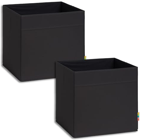 Storanda | 2er Set Aufbewahrungsbox Regal | Faltbare & Extra Stabile Kallax Boxen Aufbewahrung | Aufbewahrungskorb Regalbox für Würfelregal | Ideal für Zuhause & Kinderzimmer | 33x33x33 cm | Schwarz