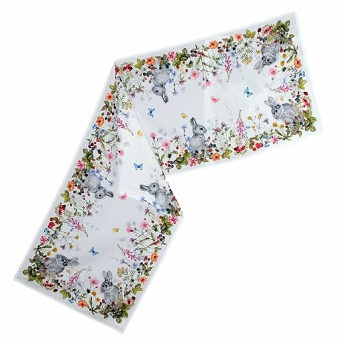 texpot Tischläufer 40 x 140 cm mit Druck Häschen Sommerwiese Ostern Frühling